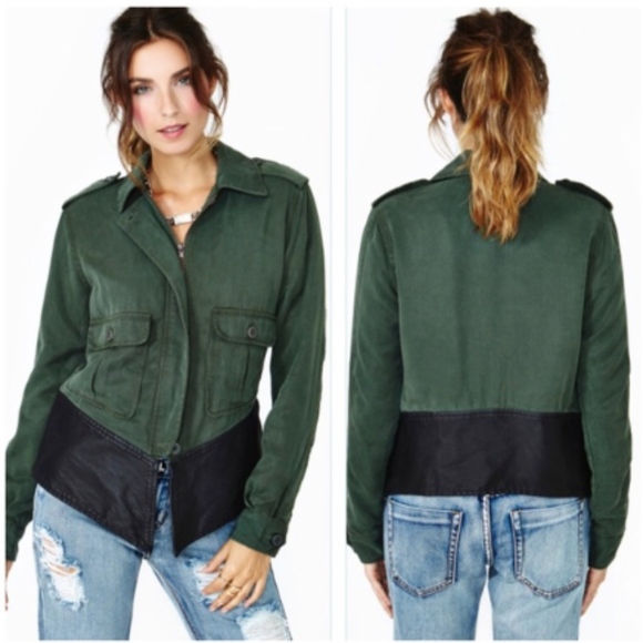 BB Dakota Jackets & Blazers - Dakota Collection Army Jacket with Leather Detail BB Dakota Jackets & Blazers - Dakota Collection Army Jacket with Leather Detail